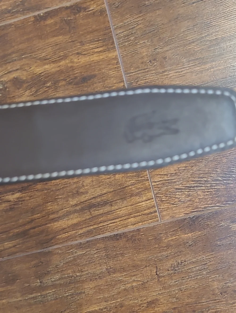 Lacoste Men's Black Leather Belt with Silver Buckle Size M